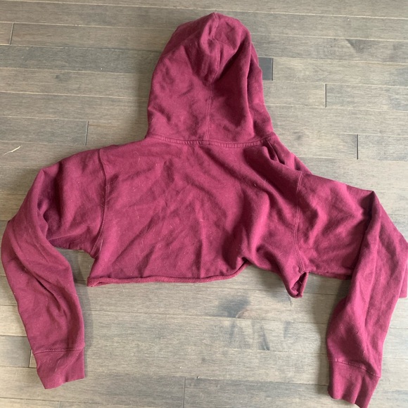Burgundy Last Set Co Cropped Squat Hoodie Women’s S - Picture 5 of 5